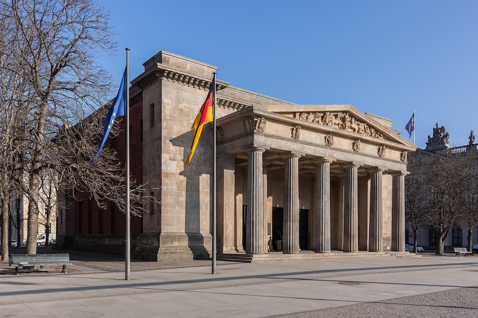 The Neue Wache in Berlin-Mitte (Unter den Linden). It is one of the main works of German classicism and was designed by Karl Friedrich Schinkel. Today it is the central memorial of the Federal Republic of Germany for the victims of war and tyranny.