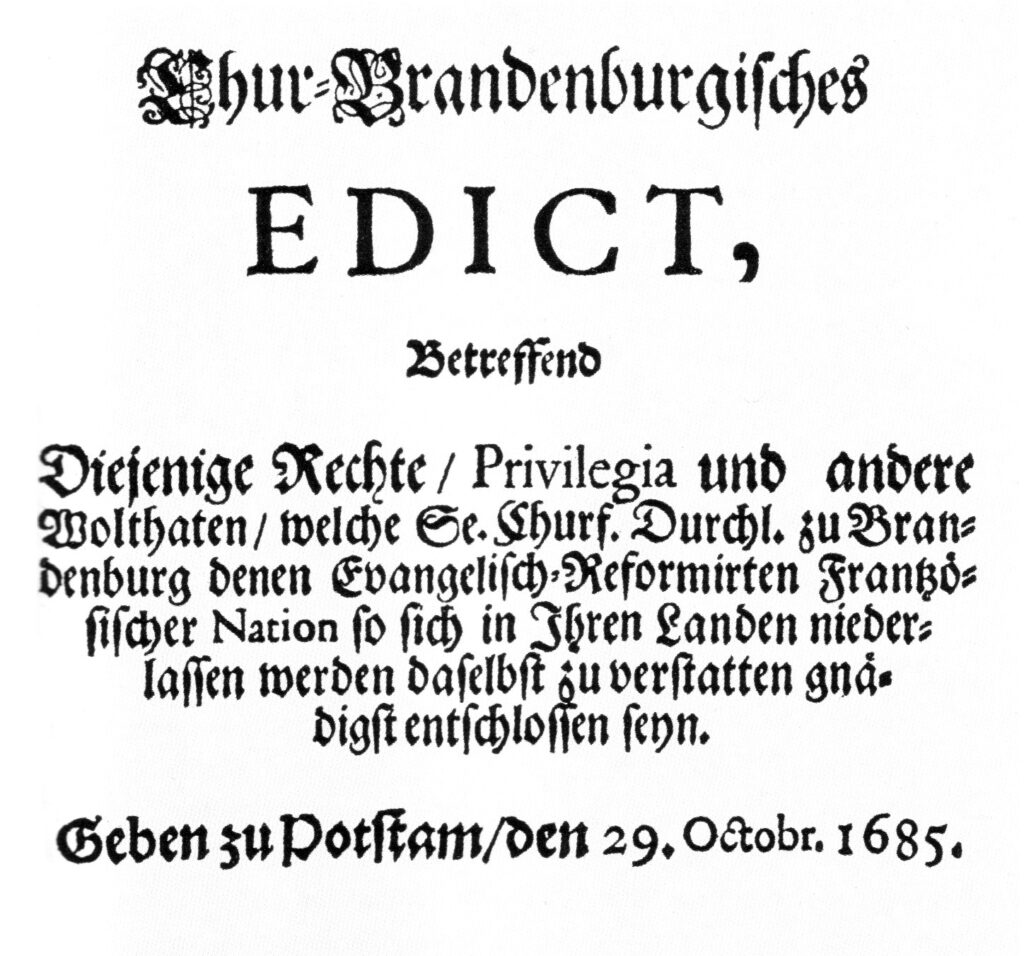 The Huguenots in Berlin and the Edict of Potsdam