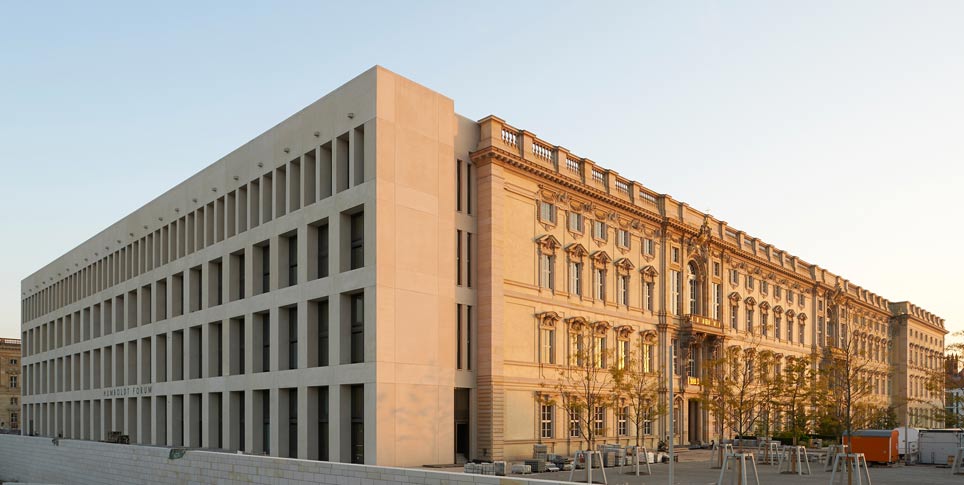 Berlin Palace showing both old and modern facades